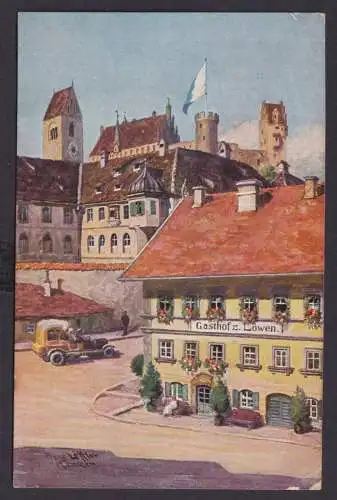 Ansichtskarte Füssen Bayern Gasthof Zum Löwen Künstlerkarte Signiert Franz