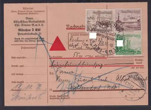 Deutsches Reich Brief Nachnahme Paketkarte WHW Propaganda München Hauptstadt