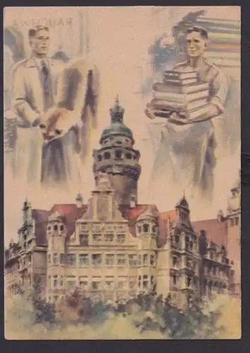 Leipzig Sachsen 1 Leipziger Friedensmesse tolle Künstler Anlasskarte SST 1947