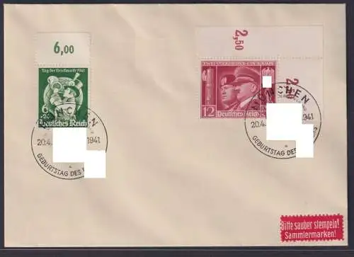 Deutsches Reich Brief Propagnada SST München Geburtstag + Philatelie Tag der