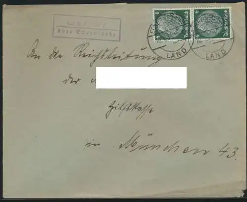 Deutsches Reich Landpoststempel Brief Osterby über Eckernförde Brief MEF Hinden-