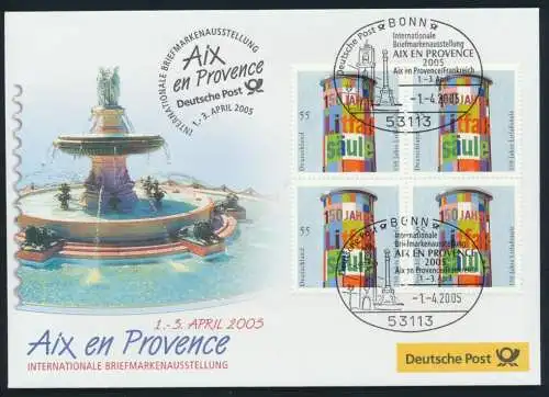 Motiv Philatelie Bund Brief Viererblock 2444 Litfaßsäule Aix en Provence Frankre