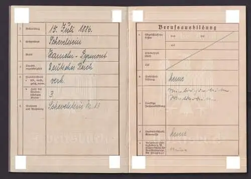 Militaria Deutsches Reich Arbeitsbuch Geburtsort Schevelsstein Hameln Pyrmont