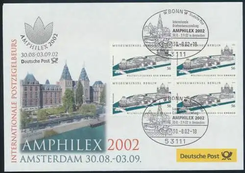 Motiv Philatelie Bund Brief Viererblock 2274 Ausstellung Amphilex Amsterdam