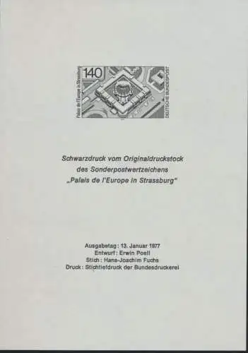 Bund Schwarzdruck 921 Palais de l'Europe in Strassburg 1977 Entwurf Erwin Poell
