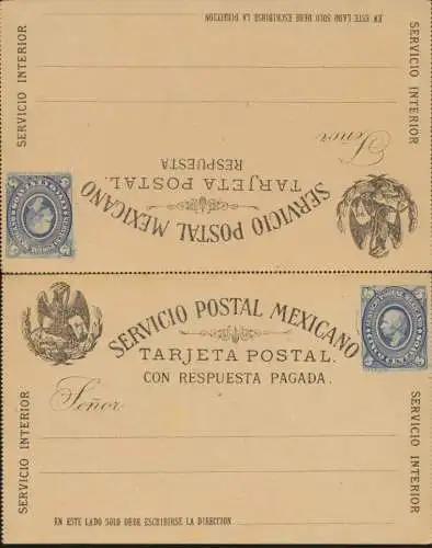 Mexiko Ganzsache postal stationery P 10 Frage Antwort gezähnt zusammenhängend