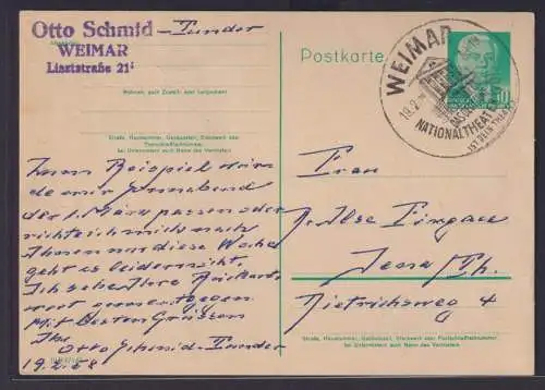 Briefmarken DDR Brief Ganzsache SST Weimar Nationaltheater Theater Schauspieler