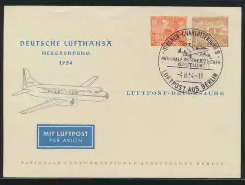 Flugpost Berlin Lufthansa Privatganzsache 8+4 Pfg. Bauten SST Charlottenburg