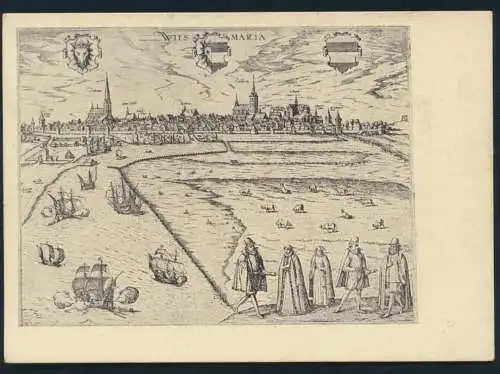 Ansichtskarte Wismar nach einer Radierung aus Braun Hogenberg um 1580