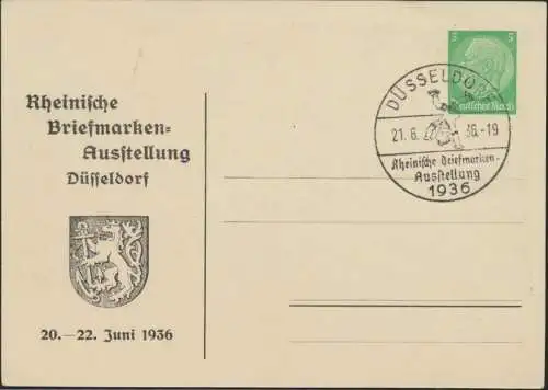 Reich Privatganzsache PP126C12 Künstler Peters Briefmarken Ausstellung Düsseldor