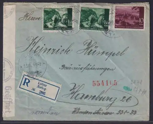 Kroatien Zensur Brief ab Lobor nach Hamburg 15.12.1941