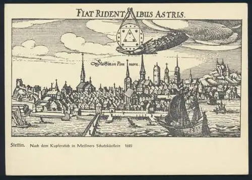 Ansichtskarte Stettin nach dem Kupferstich in Meißners Schatzkästlein 1625