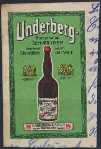 Reklamemarke Vignette Werbung Jugendstil Underberg Albrecht Rheinberg