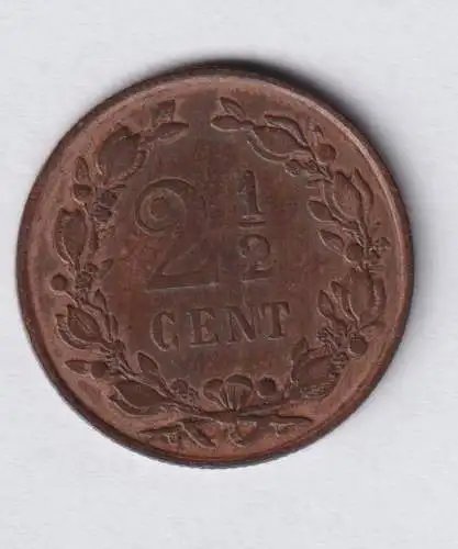 Münze Niederlande 52 - 2 1/2 Cent 1881 Wappenlöwe Bronze ss