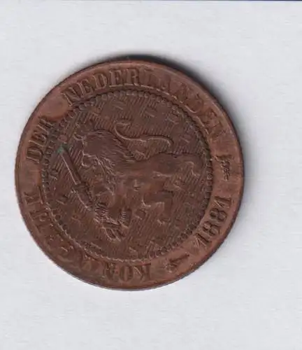 Münze Niederlande 52 - 2 1/2 Cent 1881 Wappenlöwe Bronze ss
