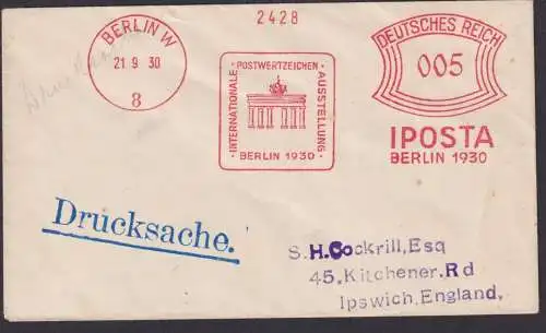 Reich Brief Absenderfreistempel SST IPOSTA Ipswich Grossbritannine Brandenburger