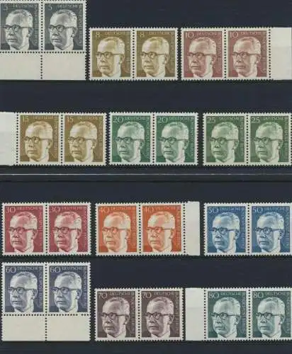 Berlin Heinemann ex. 359-433 kompl. Paare 1970-71 postfrisch 23 Werte Kat 64,00