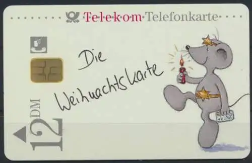 Telefonkarte Telekom Die Weihnachtskarte 12 DM Künstler Motv Mäuse