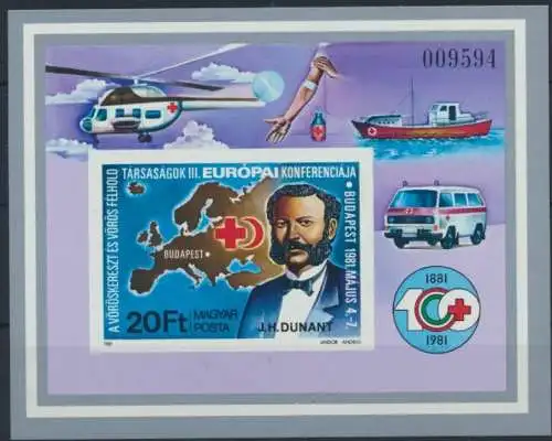Ungarn Block 149 B Rotes Kreuz Henri Dunant Landkarte postfrisch Kat.-Wert 25,00