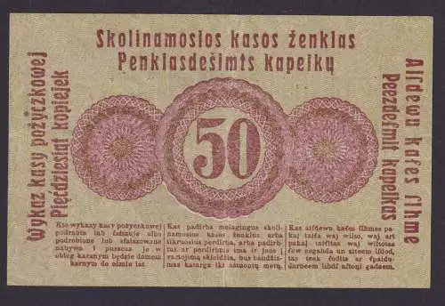 Geldschein Banknote Besatzung I.WK Posen 458 d 50 Kopeken 17.4.1916 - I- II.