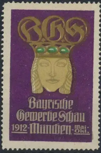 Vignette Reklame Jugendstil Künstler München Bayerische Gewerbeschau 1912
