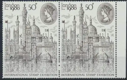 Großbritannien Paar Seitenrand International Stamp Exhibition London postfrisch