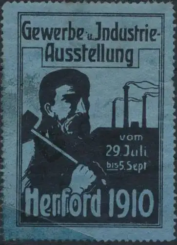 Vignette Reklame Jugendstil Ausstellung Gewerbe Industrie Herford 1910