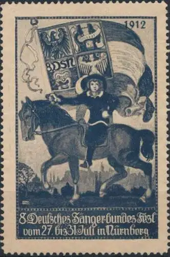 Vignette Reklame Jugendstil Künstler Sängerbundfest Nürnberg 1912