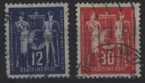 DDR 243-244 Gründungskonferenz Int. Gewerkschaftsvereinigung 1949 gestempelt