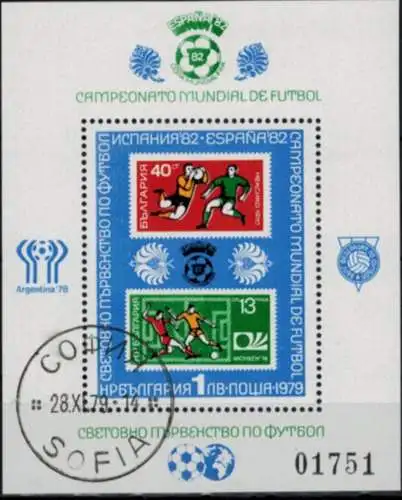Bulgarien Block 97 Fußball Weltmeisterschaft 1982 Spanien gestempelt Kat 50,00