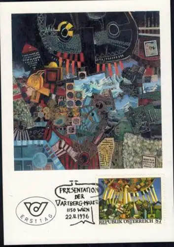 Österreich Moderne Kunst 2206 als Maximumkarte Nr. 15 mit Ersttagsstempel 1996