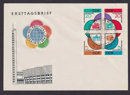 DDR 901-904 Viererblock Weltfestspiele der Jugend + Studenten Zusammendruck