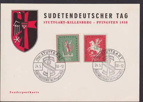 Stuttgart Sonderpostkarte Sudetendeutscher Tag Pfingsten 1958 Wappen