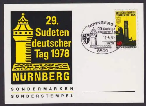 Nürnberg Bund Sudetendeutscher Tag 1978 Sonderstempel Sondermarke Deutsches