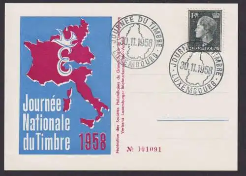 Luxemburg Philatelie Briefmarkenausstellung schön gestalt. Anlasskarte Landkarte