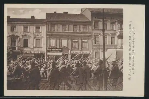 Foto Ansichtskarte Militaria Rückzug der letzten Truppen Rußland aus Insterburg