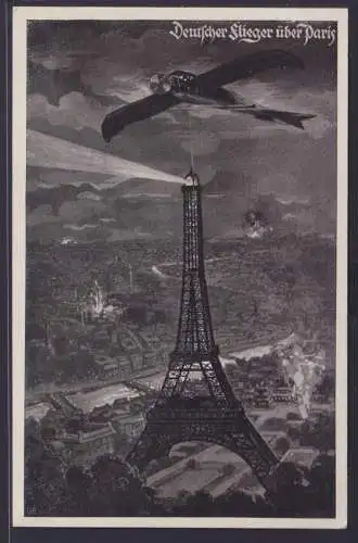 Ansichtskarte Flugzeug über Paris Eifelturm Frankreich Deutscher Luftflotten