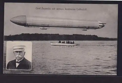 Ansichtskarte Zeppelin lenkbares Luftschiff mit Bild Graf Zeppelin
