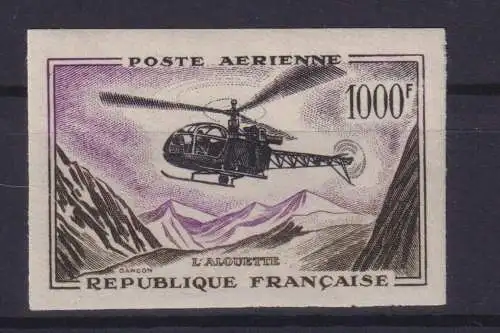 Flugpost Frankreich 1177 U Hubschrauber ungezähnt Luxus postfrisch MNH geprüft