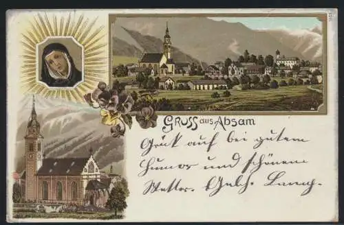 Ansichtskarte Absam Österreich Tirol Litho Kirche
