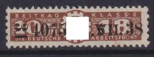 Deutsches Reich Verrechnungsmarke Beitrag Kasse Deutsche Arbeitsfront 31.07.1938