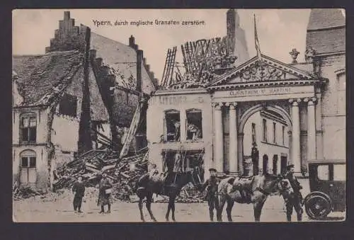 Ypern Belgien Ansichtskarte Feldpost durch englische Granaten zerstört