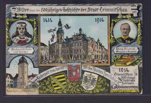 Ansichtskarte Crimmitschau Sachsen Kreisstadt 500 jährige Stadtgeschichte Wappen