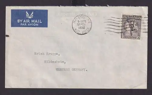 Australien Brief 185 hermes & Erdball 1,6 Shilling Melbourne Victoria Hildesheim