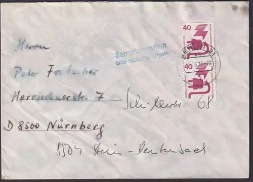 Berlin Brief MEF 407 C+D oben + u. geschnitten senkr. Paar Unfallverhütung Stein