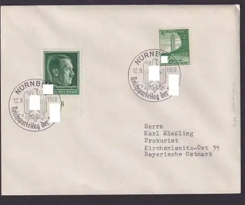 Nürnberg Deutsches Reich Brief SST 12.09.1938