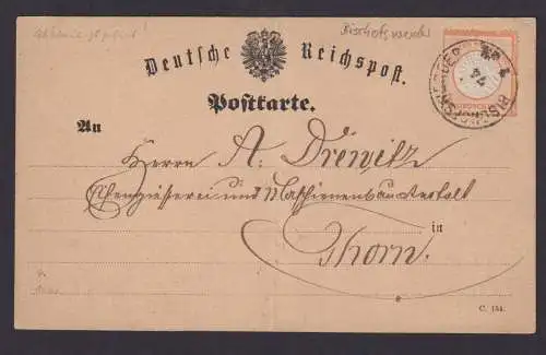 Deutsches Reich Brustschild EF Postkarte Reichspost Bischofswerder Sachsen Thorn