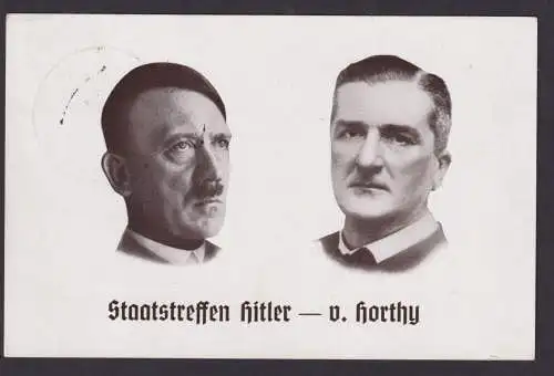 Kiel Ansichtskarte Deutsches Reich Staatstreffen Hitler u. von Horthy