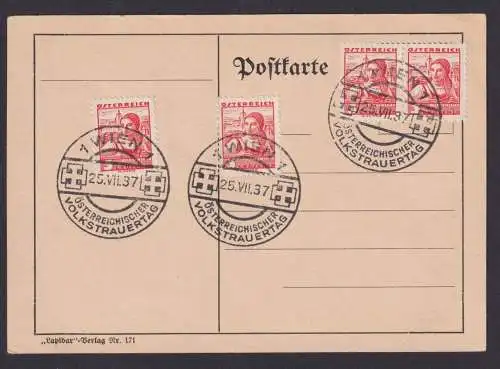 Österreich Wien 3x schön abgeschlagener SST Österreichischer Volkstrauertag 1937