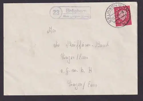 Bundesrepublik Brögbern über Lingen Ems Landpoststempel Brief EF Heuss 15.2.1963